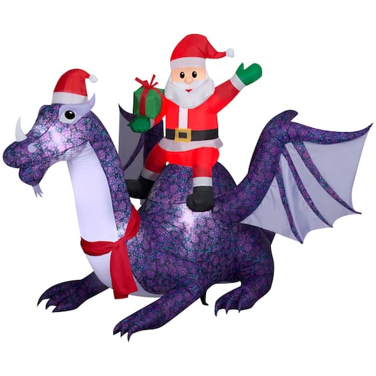 Airblown® 8ft. Christmas Animated Inflatable Santa Riding Dragon